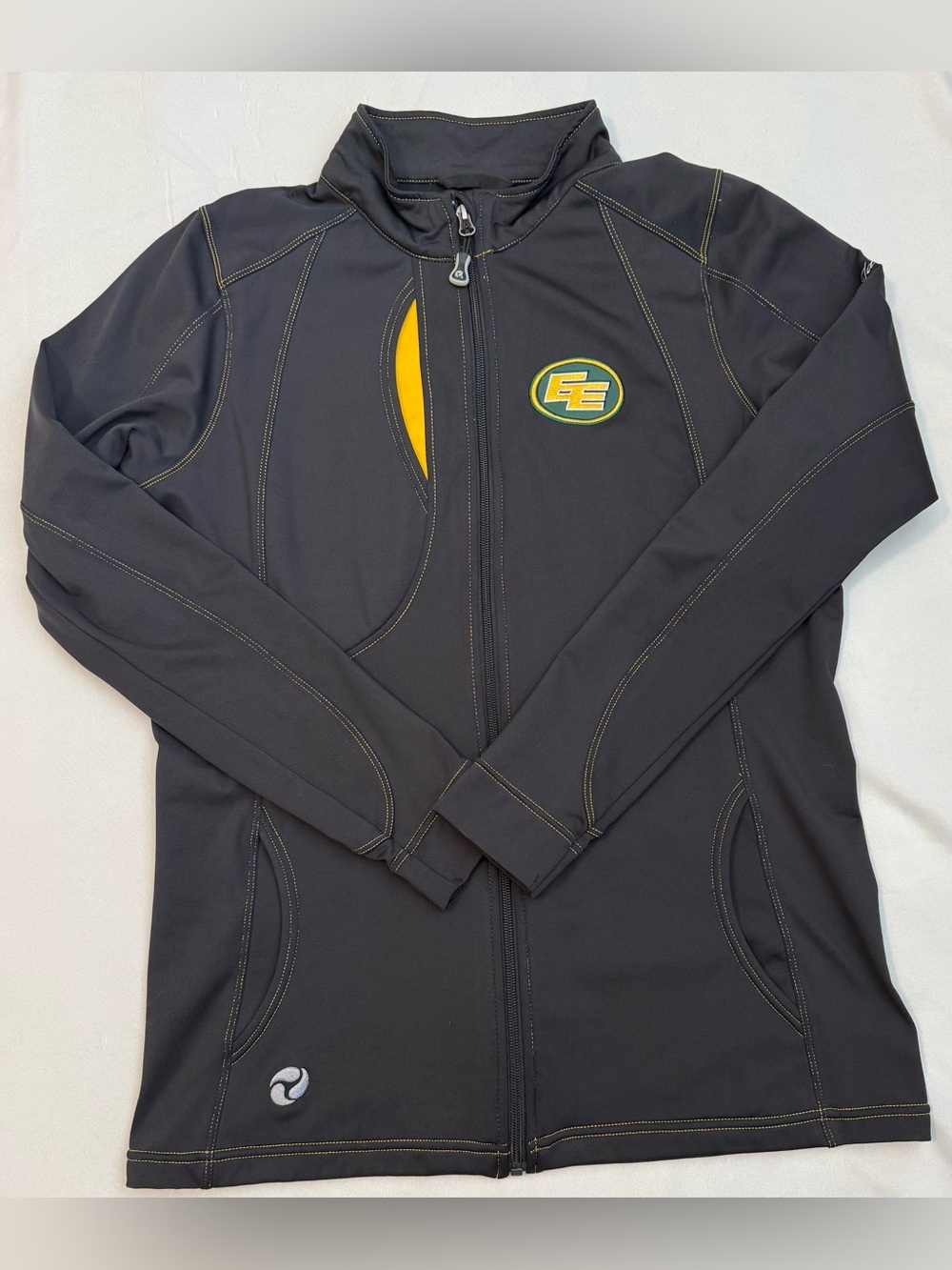 Black Zip-Front Athletic Jacket with Edmonton Eskimos/Elks Logo